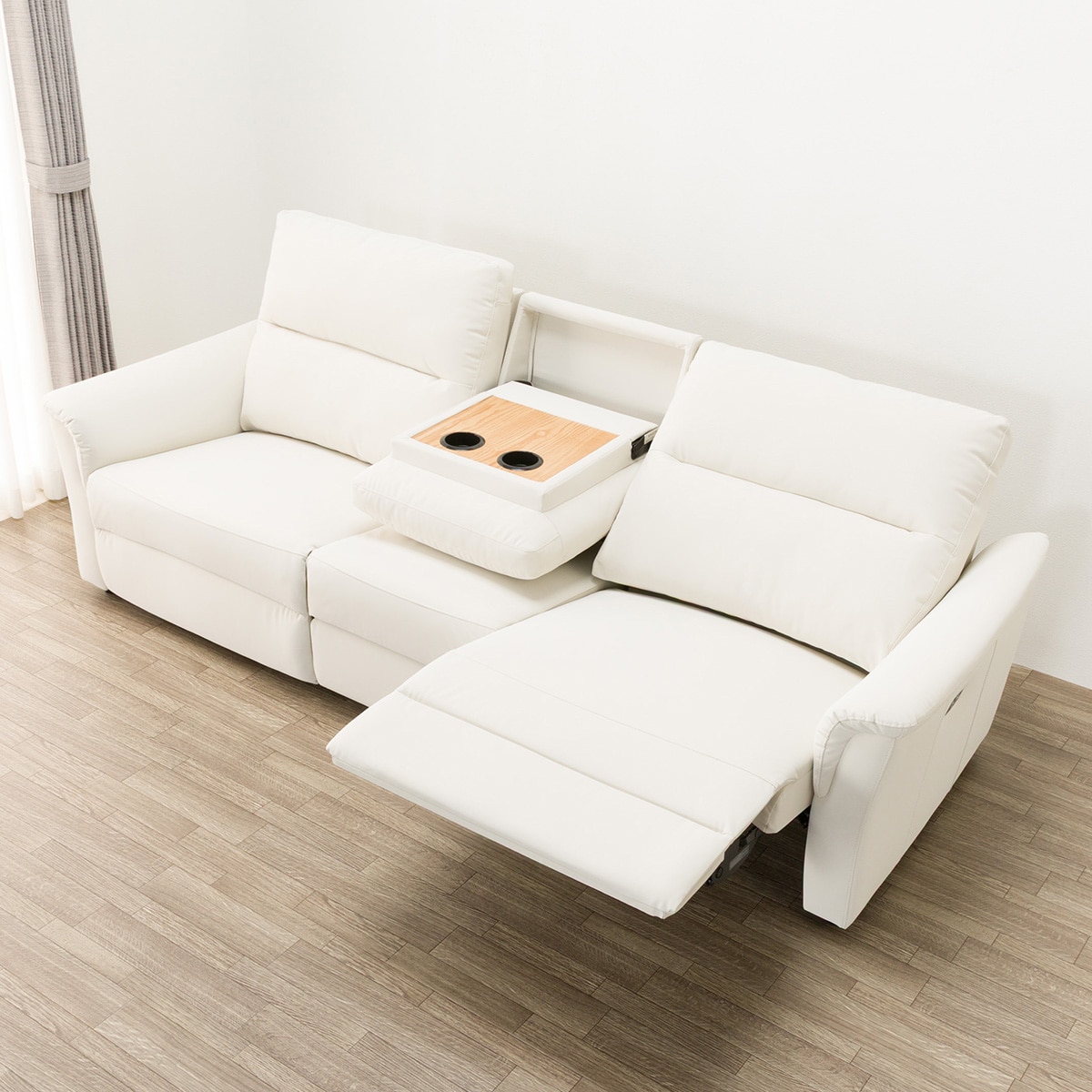 傷・汚れに強い合成皮革 3人掛け電動リクライニングソファ