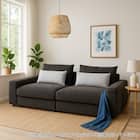 3人掛けワイドセパレートソファ 布張りタイプ (LB04 GY) 1枚目画像