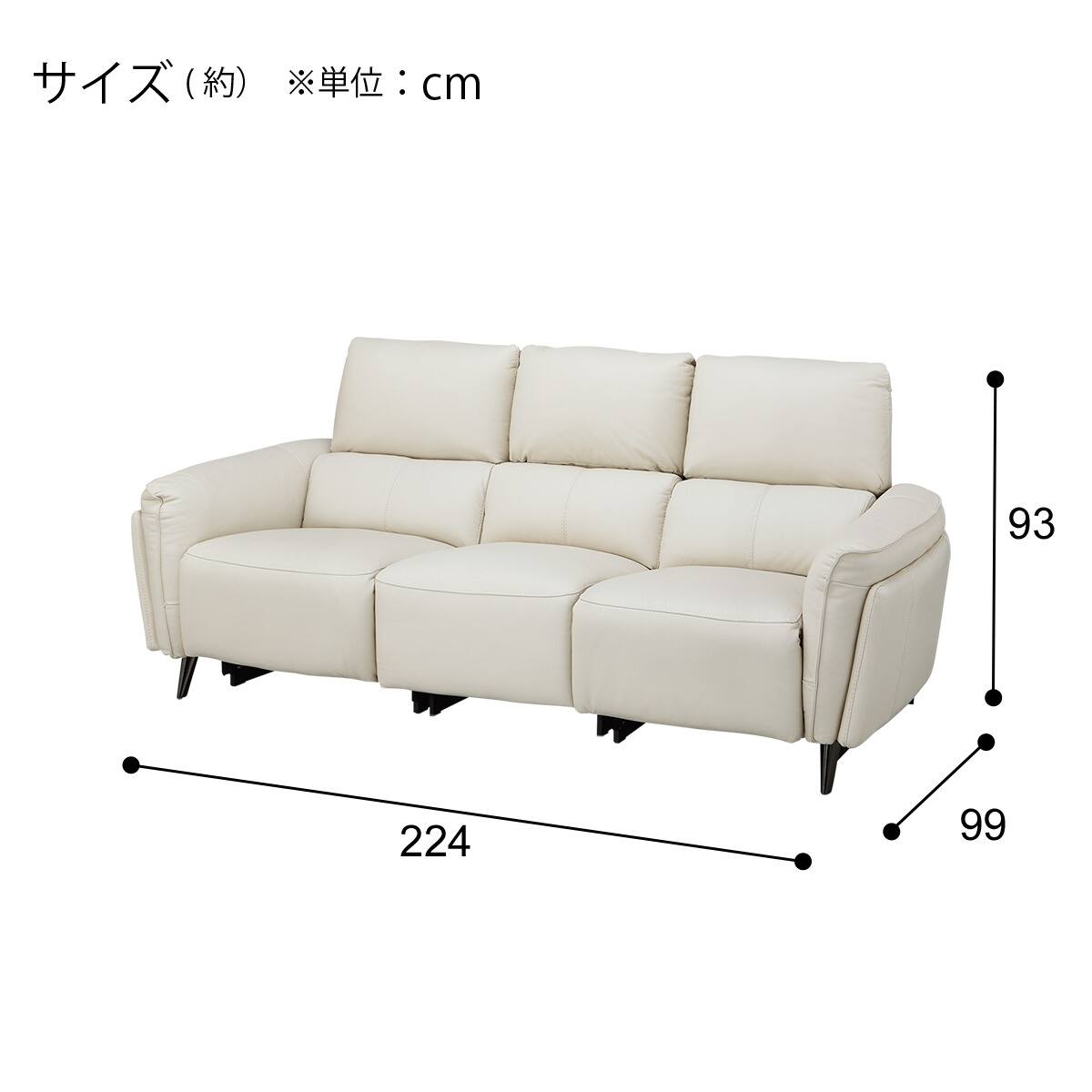 3人掛けソファ 本革(一部合成皮革)タイプ (LS02 3シート NW LBE
