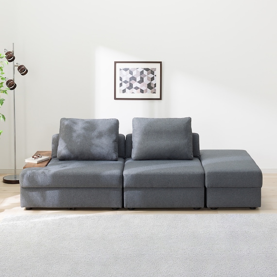 収納付きソファベッド 布張りタイプ (BX01 DGY) 2枚目画像