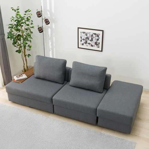 収納付きソファベッド 布張りタイプ (BX01 DGY) 3枚目画像