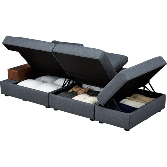 収納付きソファベッド 布張りタイプ (BX01 DGY) 15枚目画像