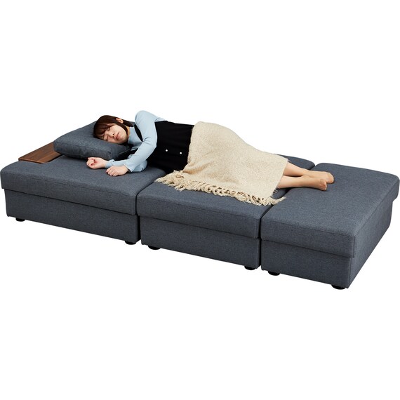 収納付きソファベッド 布張りタイプ (BX01 DGY) 30枚目画像