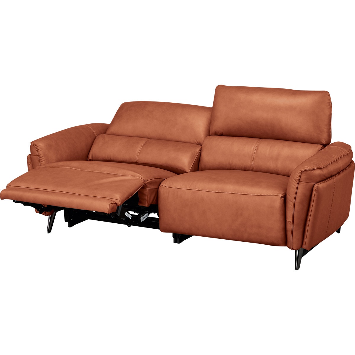 2人用ワイド電動赤いレザーリクライニングソファ　ニトリ 2人掛け両電動リクライニングソファ 本革(一部合成皮革)タイプ