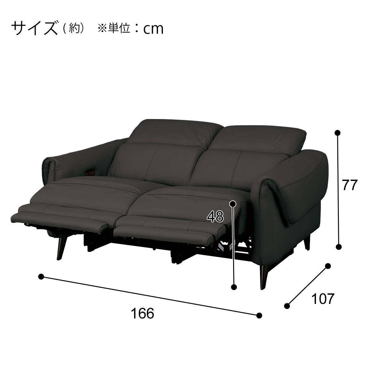 2人掛け両電動リクライニングソファ 本革(一部合成皮革)タイプ (LS04