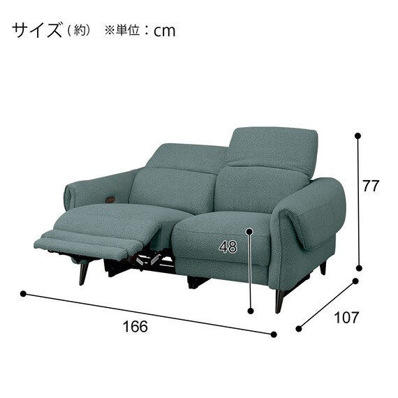 2人掛け右電動リクライニングソファ 布張りタイプ (LS04 TER BGR) 4枚目画像