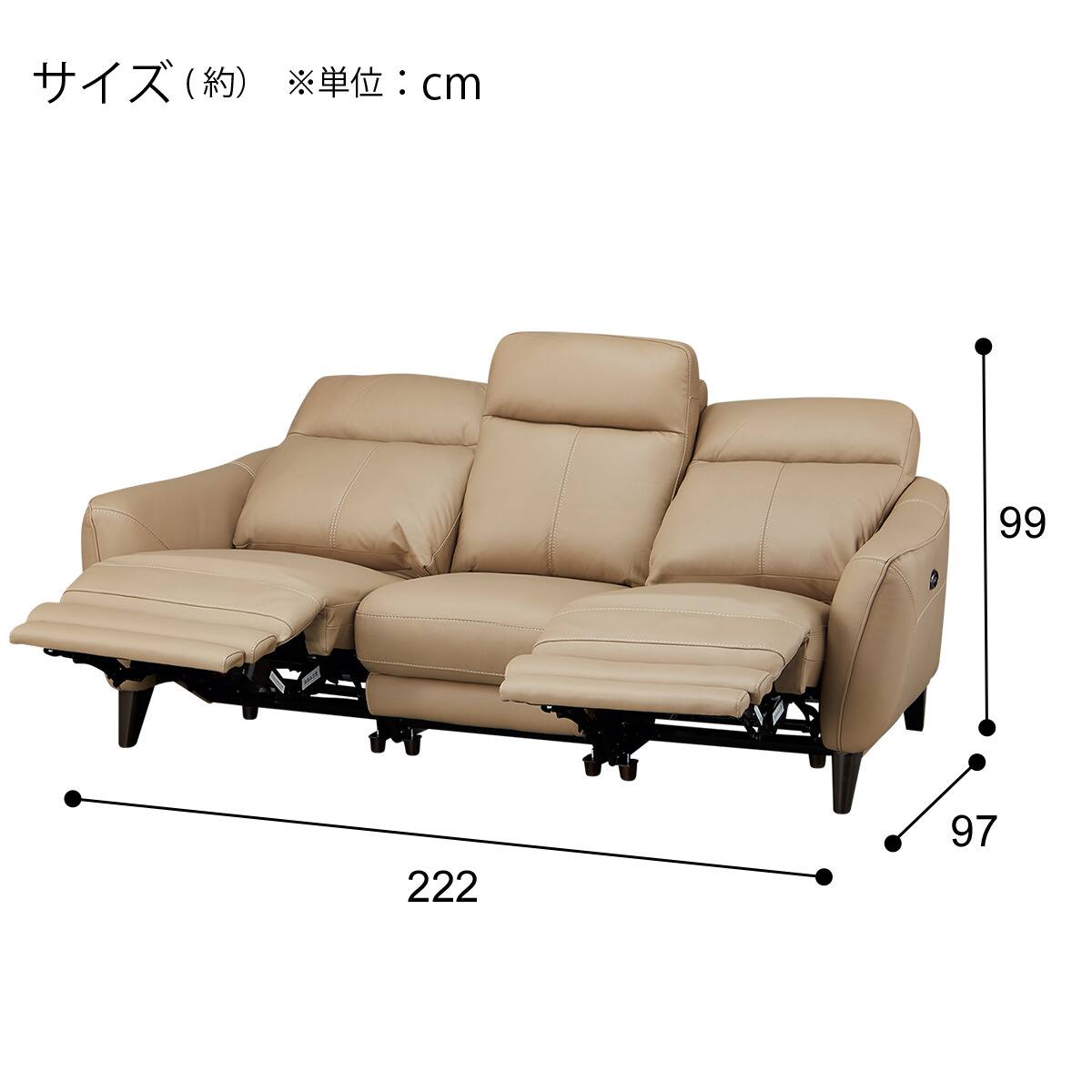 3人掛け両電動リクライニングソファ 本革(一部合成皮革)タイプ (LS06