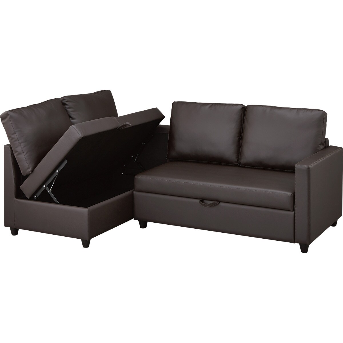 傷・汚れに強い 収納付きコーナーソファ 合皮タイプ (ノアーク2 N