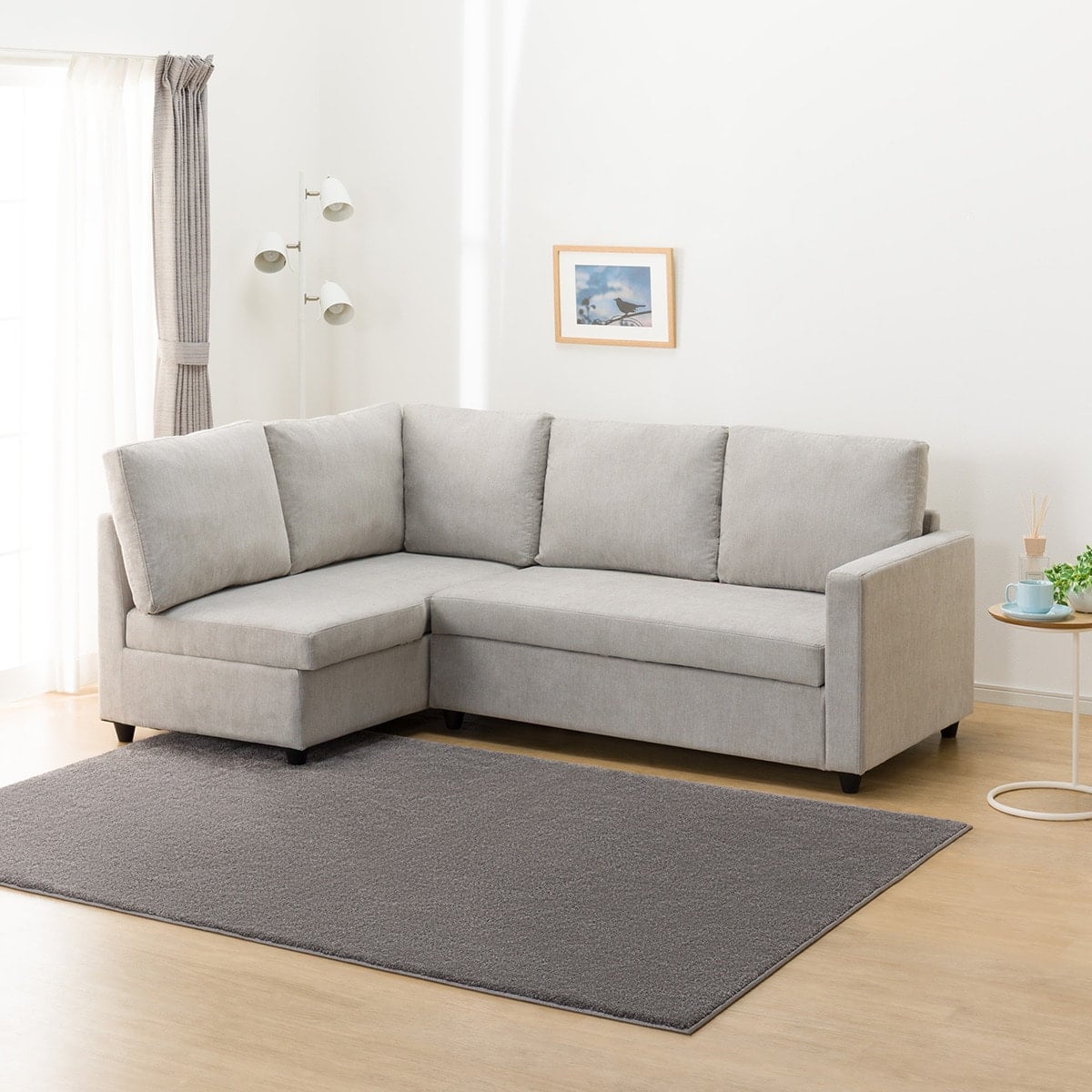 コーナーソファ 布張りタイプ (ノアーク2 右カウチ 撥水加工タイプ MO