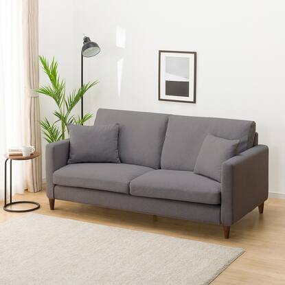 布張り3人用ソファ 木脚タイプ(ミディアムタイプ/スリム肘 MS02 MGY  