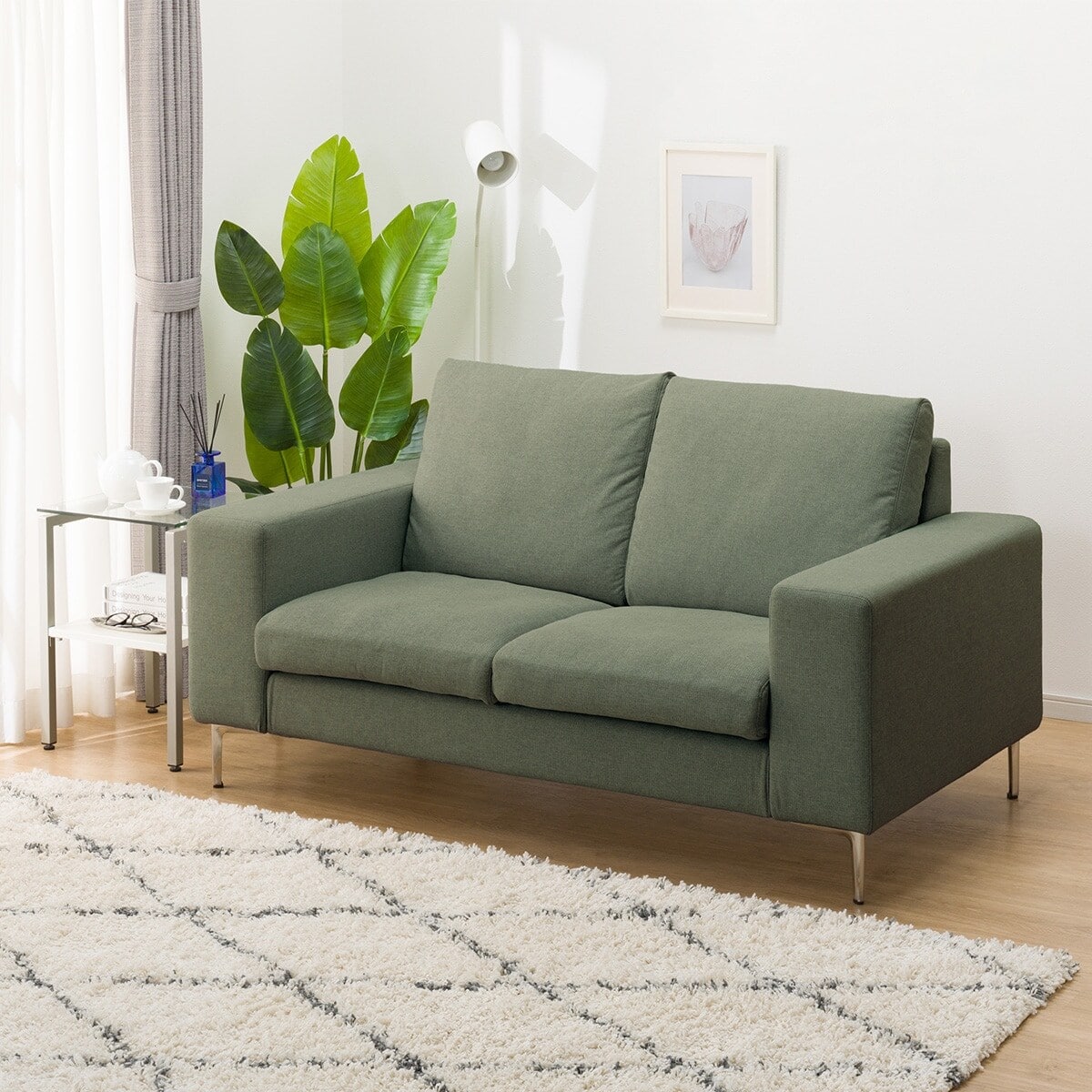 2人掛けカスタマイズソファ 布張りタイプ (ミディアムタイプ/ハイ