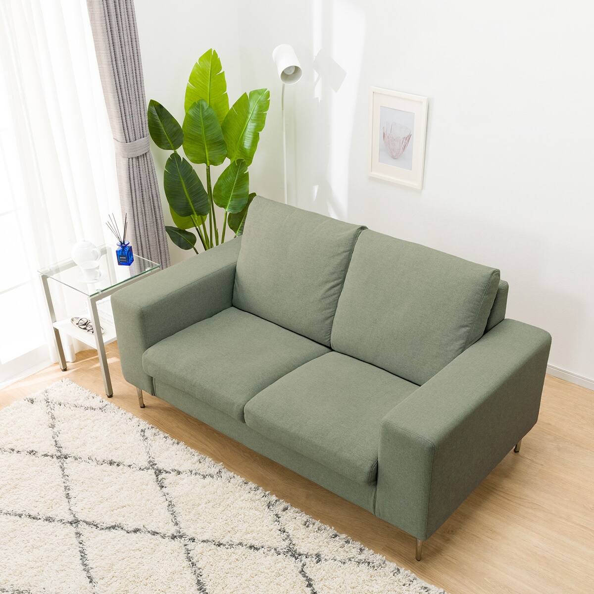 2人掛けカスタマイズソファ 布張りタイプ (MS02 ふつう ワイド肘 ハイ