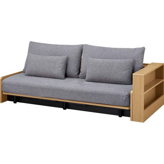 ベッドソファ サイドラック付き (B2 MGY/LBR) 1枚目画像