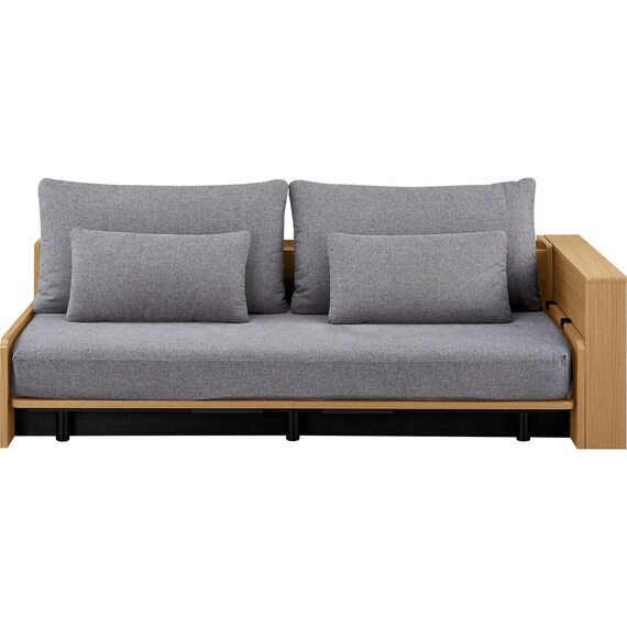 ベッドソファ サイドラック付き (B2 MGY/LBR) 12枚目画像