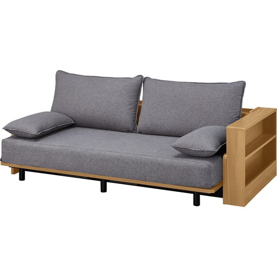 ベッドソファ サイドラック付き (B2 MGY/LBR) 15枚目画像