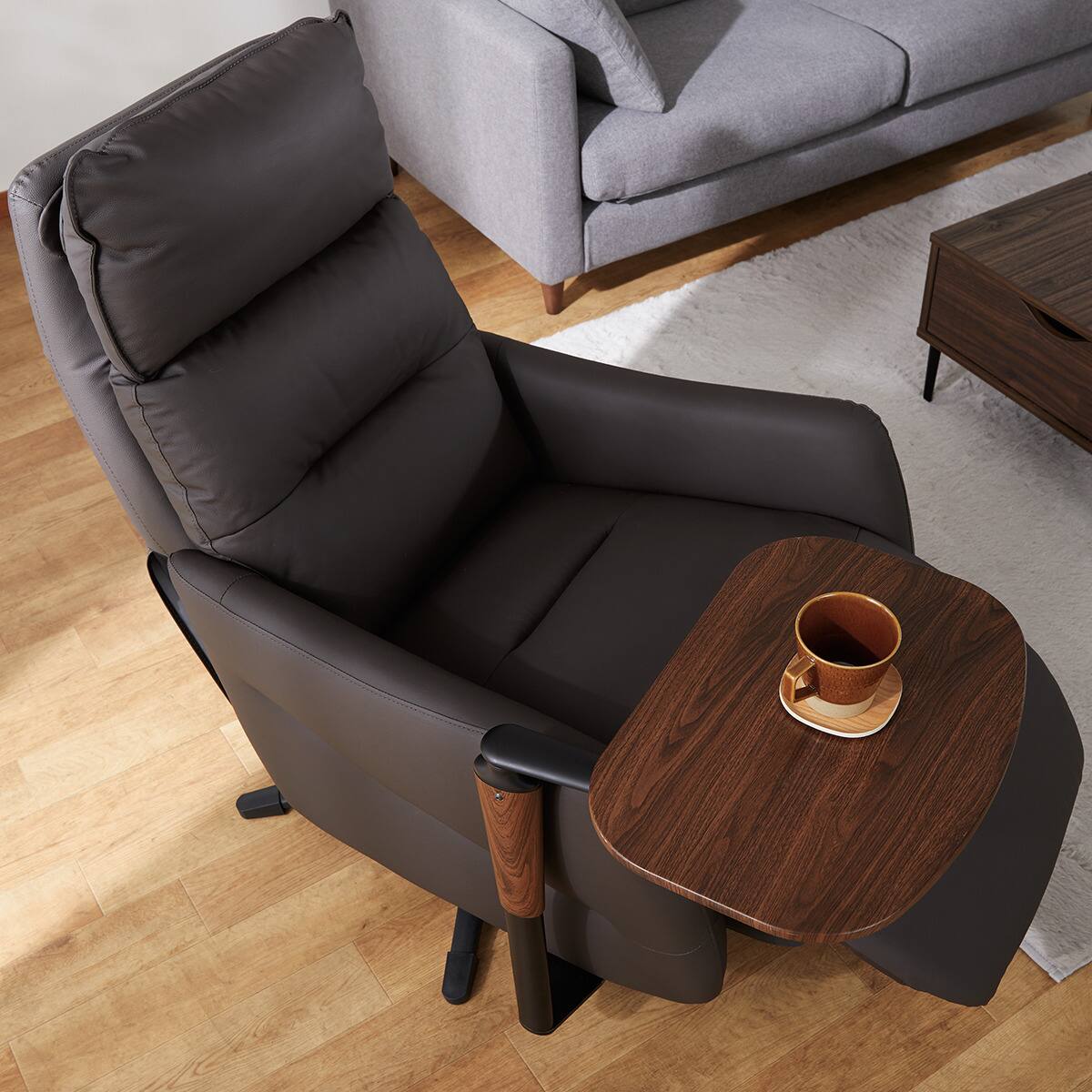 電動リクライニングパーソナルチェア + テーブルセット 本革(一部合成