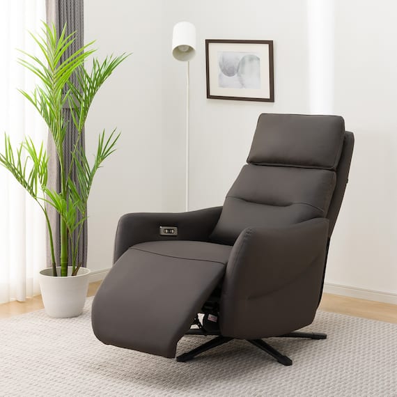 電動リクライニングパーソナルチェア + テーブルセット 本革(一部合成皮革)タイプ (LE01-2 2モーター DBR) 15枚目画像