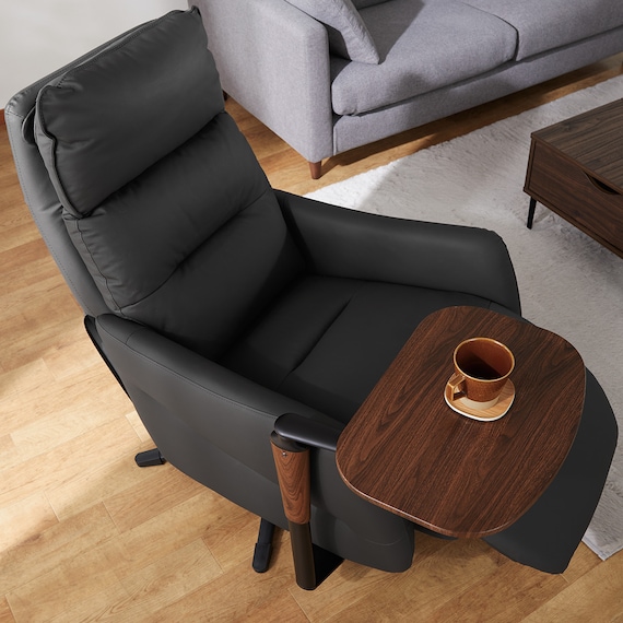 電動リクライニングパーソナルチェア + テーブルセット 本革(一部合成皮革)タイプ (LE01-2 2モーター BK) 13枚目画像