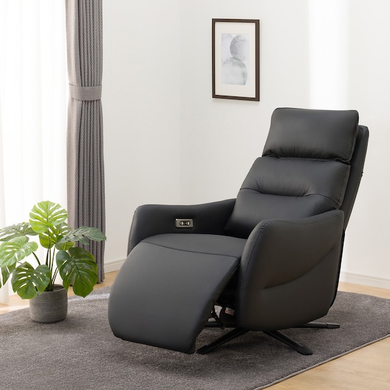 電動リクライニングパーソナルチェア + テーブルセット 本革(一部合成皮革)タイプ (LE01-2 2モーター BK) 14枚目画像