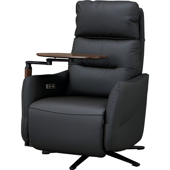 電動リクライニングパーソナルチェア + テーブルセット 本革(一部合成皮革)タイプ (LE01-2 2モーター BK) 31枚目画像