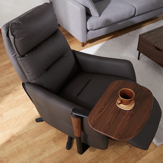 電動リクライニングパーソナルチェア + テーブルセット 本革(一部合成皮革)タイプ (LE01-2 4モーター DBR) 16枚目画像