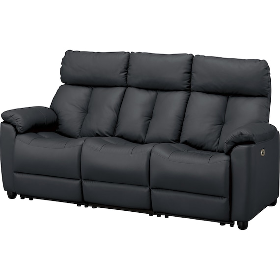 3人掛けテーブル付き電動リクライニングソファ 本革(一部合成皮革)タイプ (LE08ー2 BK) 1枚目画像