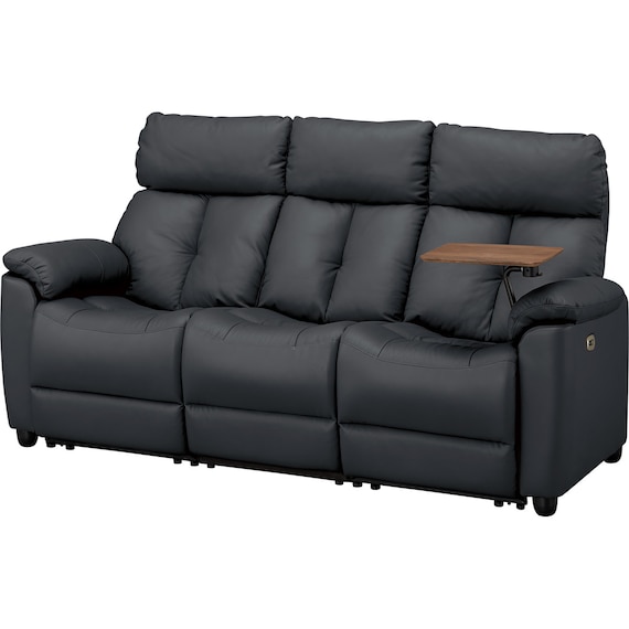 3人掛けテーブル付き電動リクライニングソファ 本革(一部合成皮革)タイプ (LE08ー2 BK) 5枚目画像