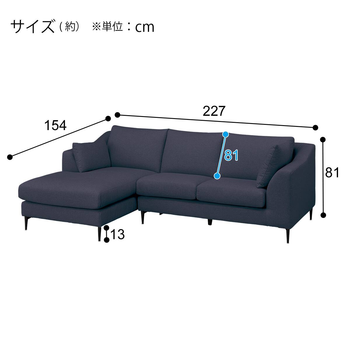 カウチソファ + ヘッドレスト1個セット 布張りタイプ (Nポケット BS15