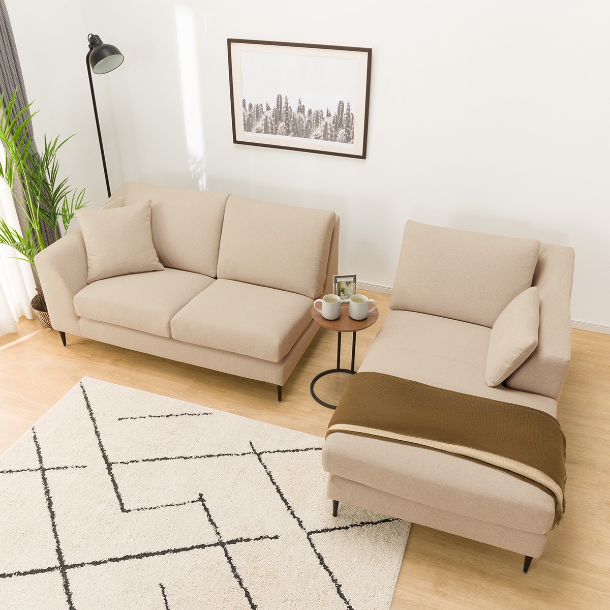 布張りカウチソファ(Nポケット BS15 LC Nシールド-BE) | ニトリ