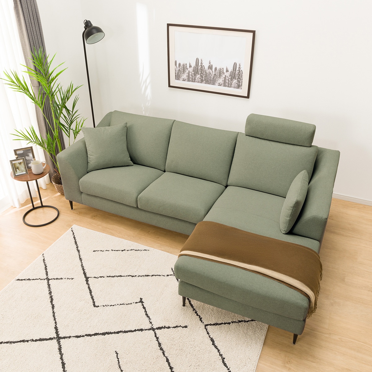 布張りカウチソファヘッドレストセット(Nポケット BS15 LC N