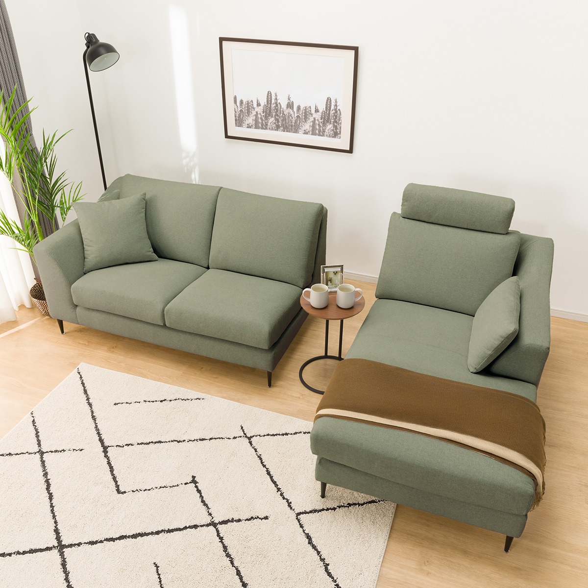 布張りカウチソファヘッドレストセット(Nポケット BS15 LC N