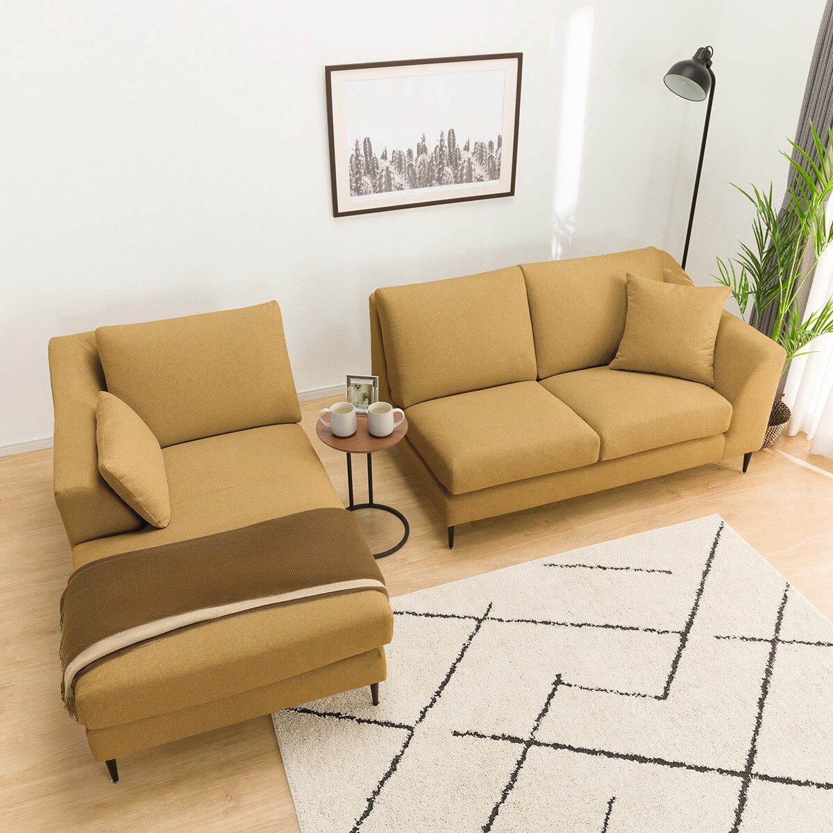 大阪 京都限定 ニトリ カウチソファ Nシールド ビット 3KD RC 広い座面のゆったりカウチソファ＋ヘッドレスト2本セット(MS01 3