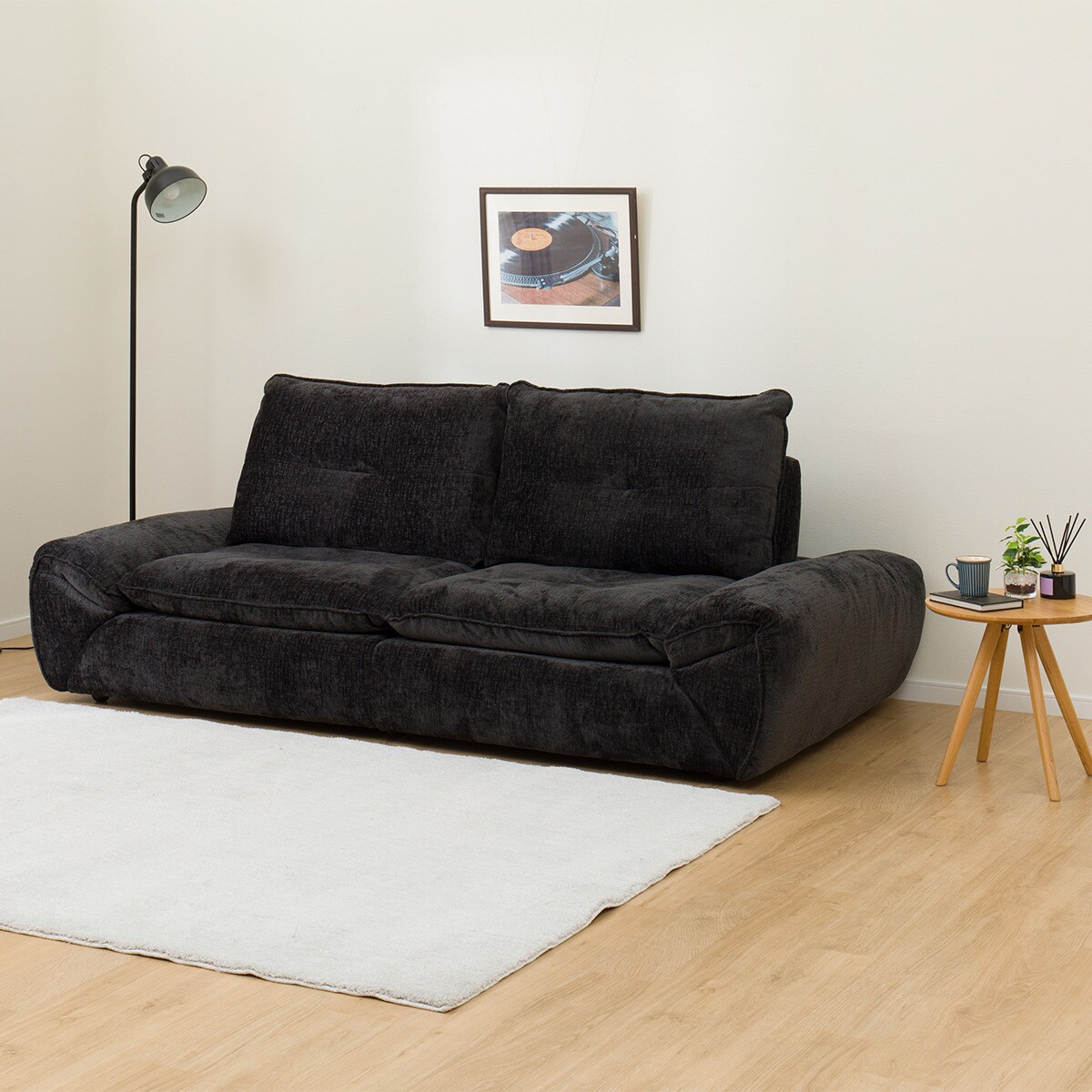 3人掛けソファ 布張りタイプ (FR04 BK) | ニトリネット【公式】 家具