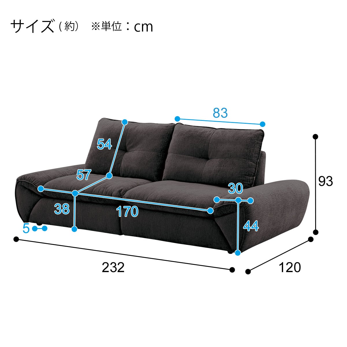 3人掛けソファ 布張りタイプ (FR04 BK) | ニトリネット【公式】 家具