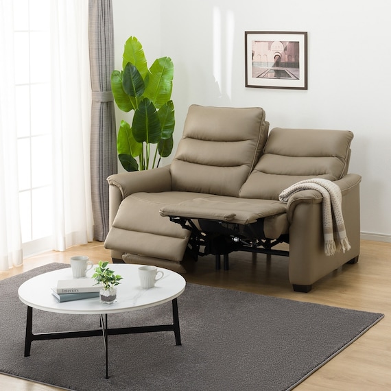 2人掛け電動リクライニングソファ 本革(一部合成皮革)タイプ (Nビリーバ3 MO) 1枚目画像