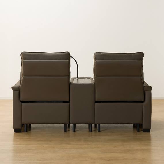 2人掛け電動リクライニングソファ 収納ユニット付き 本革(一部合成皮革)タイプ (Nビリーバ3 BR) 17枚目画像