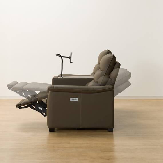 2人掛け電動リクライニングソファ 収納ユニット付き 本革(一部合成皮革)タイプ (Nビリーバ3 BR) 20枚目画像