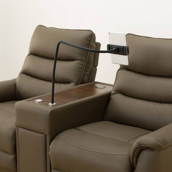 2人掛け電動リクライニングソファ 収納ユニット付き 本革(一部合成皮革)タイプ (Nビリーバ3 BR) 22枚目画像