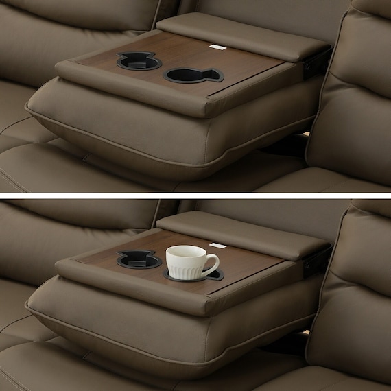 3人掛け電動リクライニングソファ テーブル付き 本革(一部合成皮革)タイプ (Nビリーバ3 ヒーター付き BR) 17枚目画像