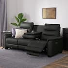 3人掛け電動リクライニングソファ テーブル付き 本革(一部合成皮革)タイプ (Nビリーバ3 BK) 1枚目画像