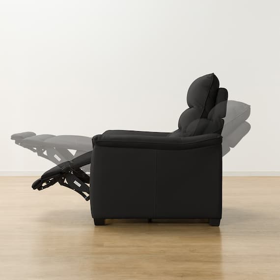 1人掛け電動リクライニングソファ 本革(一部合成皮革)タイプ (Nビリーバ3 BK) 17枚目画像