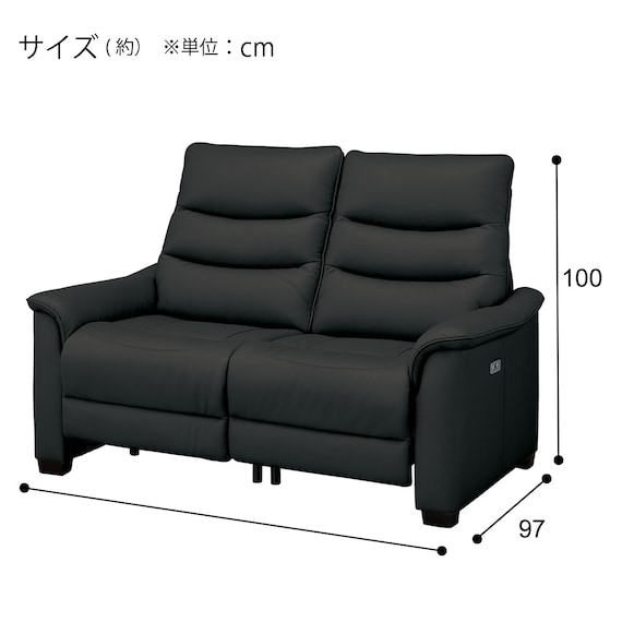 2人掛け電動リクライニングソファ 本革(一部合成皮革)タイプ (Nビリーバ3 ヒーター付き BK) 21枚目画像
