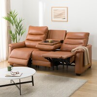 3人掛けテーブル付き電動リクライニングソファ(Nビリーバ3 厚革 BR)