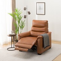 1人掛け電動リクライニングソファ 厚革(一部合成皮革)タイプ (Nビリーバ3 BR)