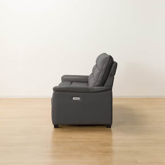 3人掛け全シート電動リクライニングソファ 厚革(一部合成皮革)タイプ (Nビリーバ3 DGY) 18枚目画像