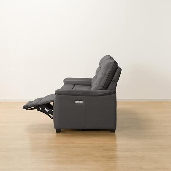 3人掛け全シート電動リクライニングソファ 厚革(一部合成皮革)タイプ (Nビリーバ3 DGY) 19枚目画像