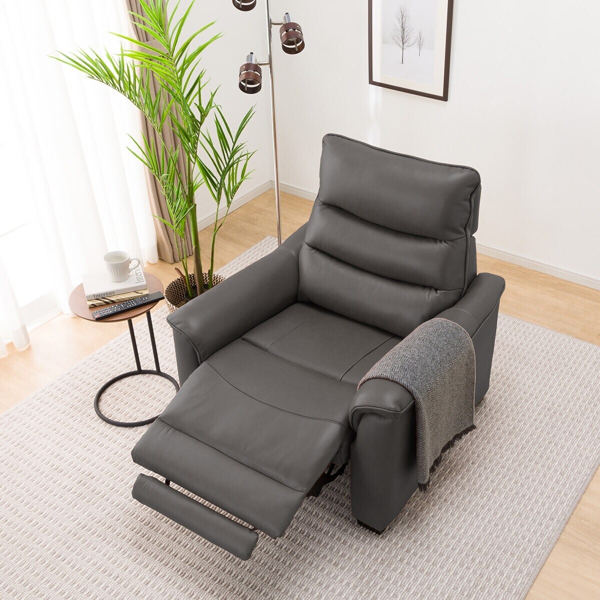 1人掛け電動リクライニングソファ 厚革(一部合成皮革)タイプ (N