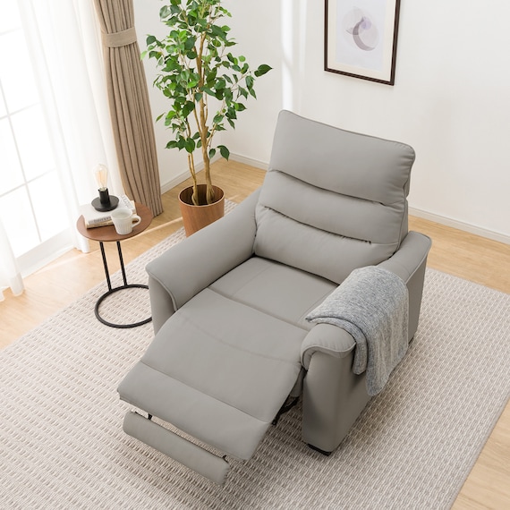 傷・汚れに強い 1人掛け電動リクライニングソファ 合皮タイプ (Nビリーバ3 Nシールド GY) 12枚目画像