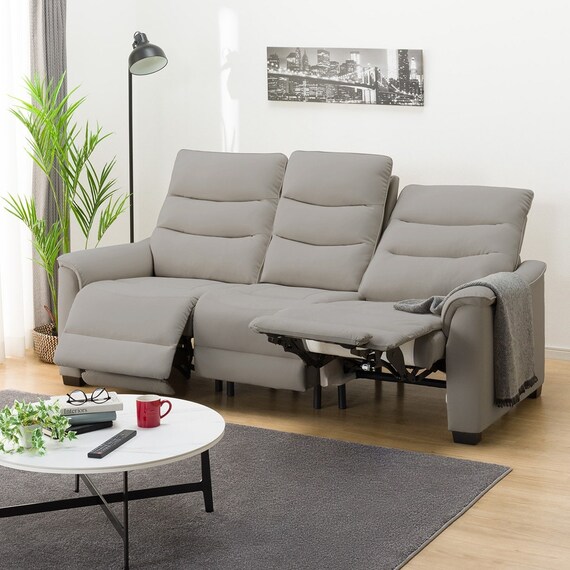 傷・汚れに強い 3人掛け電動リクライニングソファ テーブル付き 合皮タイプ (Nビリーバ3 Nシールド ヒーター付き GY) 12枚目画像