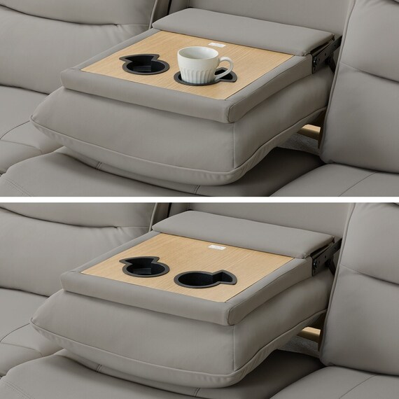 傷・汚れに強い 3人掛け電動リクライニングソファ テーブル付き 合皮タイプ (Nビリーバ3 Nシールド ヒーター付き GY) 16枚目画像